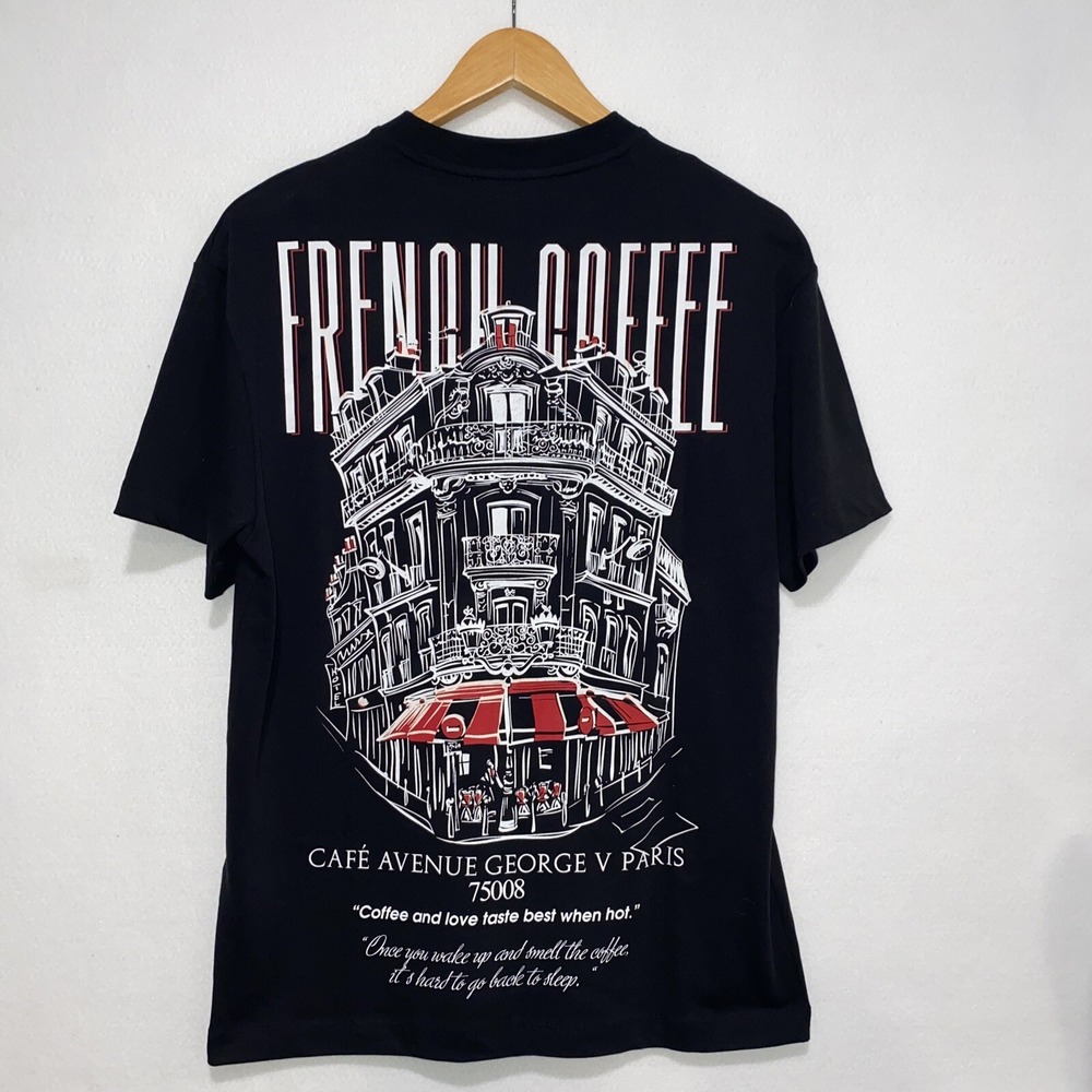 NWT Cafe Avenue George‎ V Paris Men's Black French Coffee T Shirt Sz Small